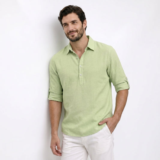 Archie | Camisa clásica de mezcla algodón-lino atemporal