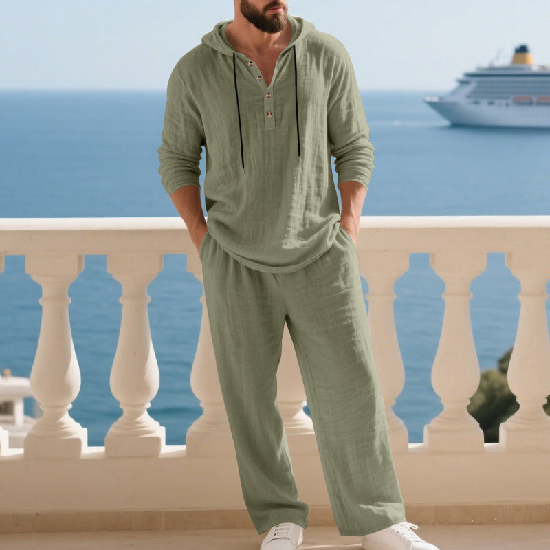 Conjunto de dos piezas para hombre: sudadera con capucha holgada y pantalones