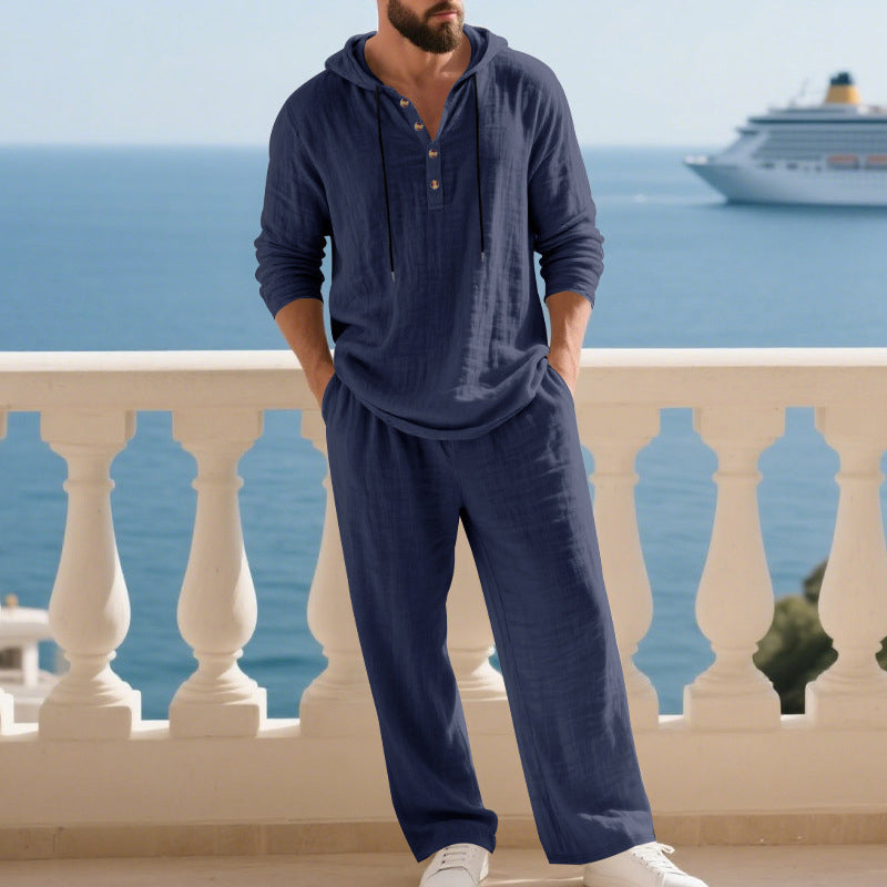 Conjunto de dos piezas para hombre: sudadera con capucha holgada y pantalones